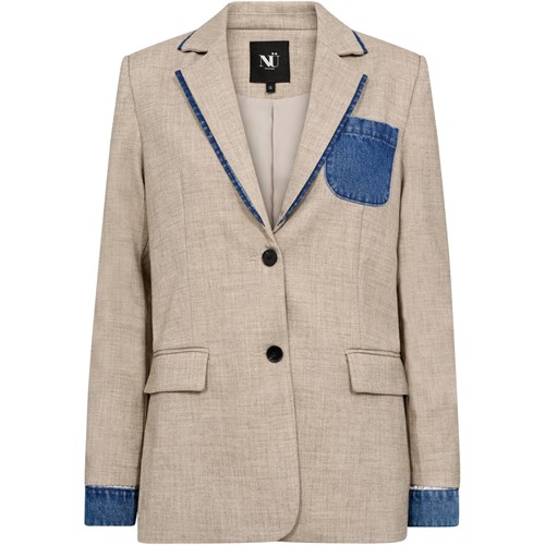 NÜ Callie Blazer Lys Sand med Denim Detalje